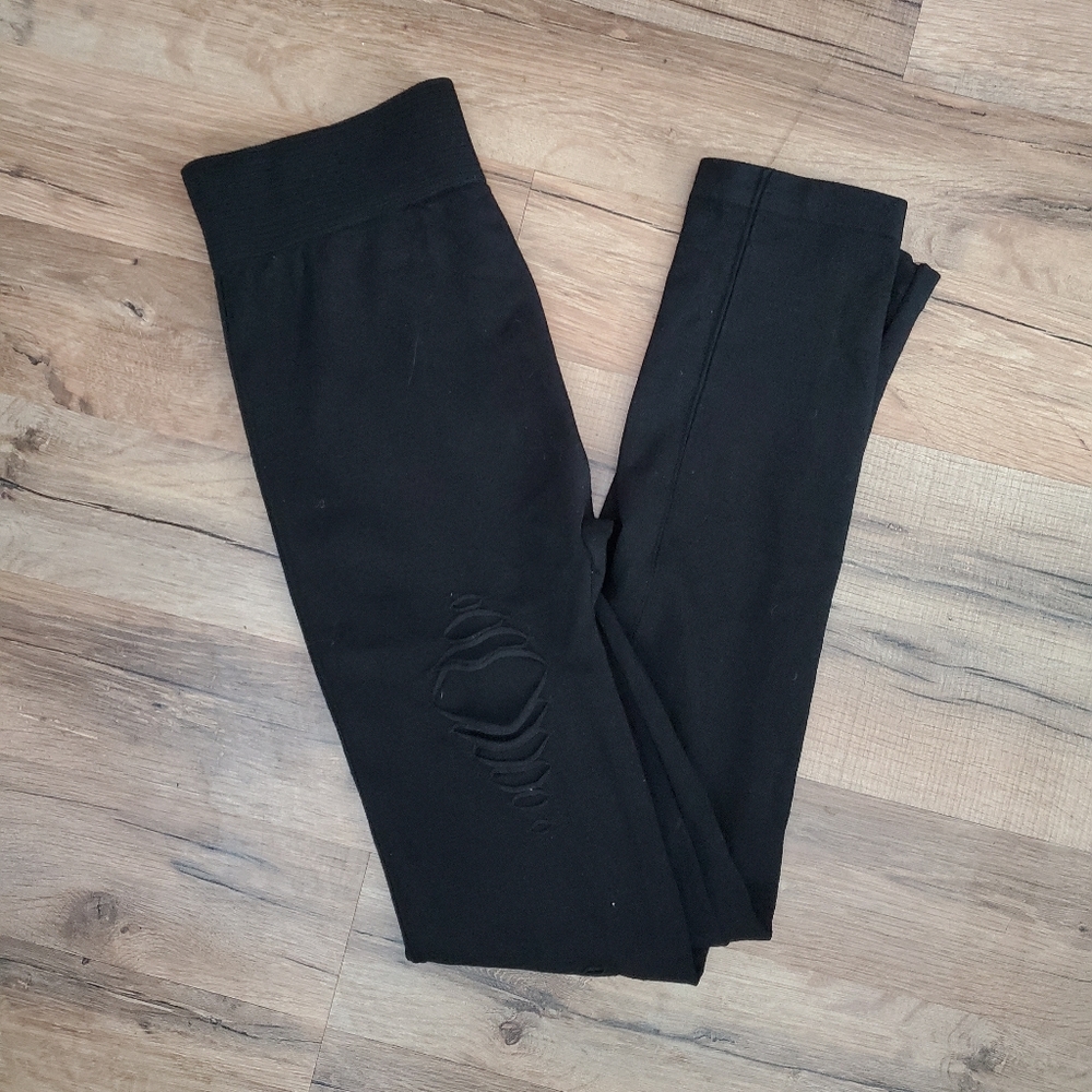 Distressed Leggings Black